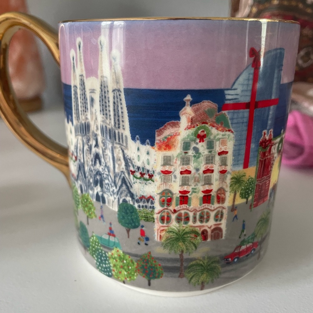 Anthropologie Festive Mug with Gold Handle